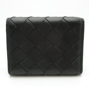 Bottega Veneta leather black double wallet hook